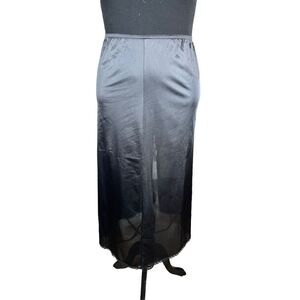 Wondermaid 741803 black full 1/2 slip slit back nylon  vintage skirt